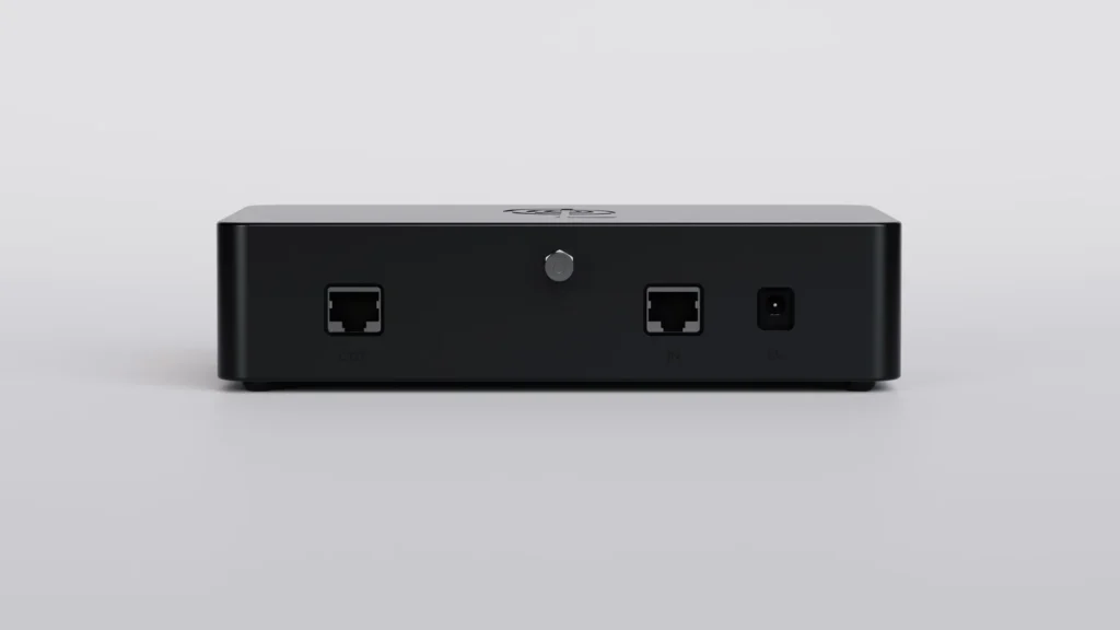 Reiki Audio SuperSwitch network switch, rear with two ports